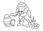 Coloring pages Easter bunny with chick