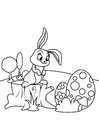 Coloring pages Easter bunny with easter eggs