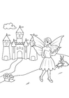 Coloring pages fairy at castle