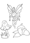 Coloring pages fairy in autumn