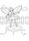 Coloring pages fairy on trampoline