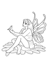 Coloring pages fairy with bird