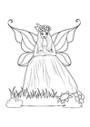 Coloring pages fairy with dress