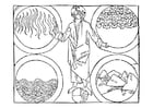 Coloring pages God and the 4 elements