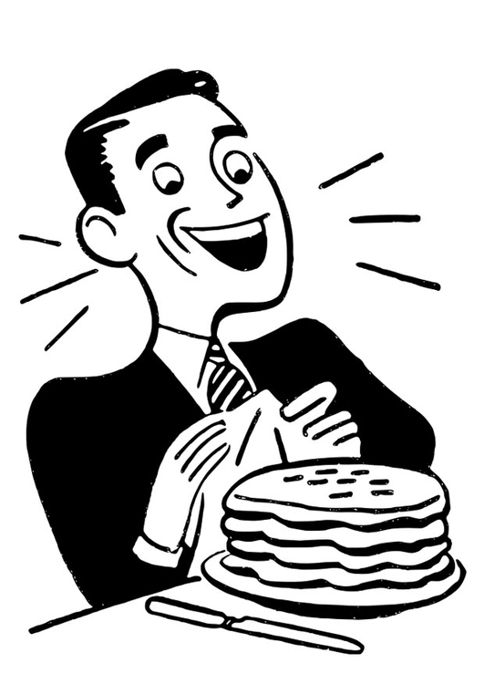 Coloring page man with pancakes