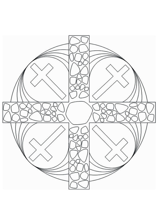 Coloring page Mandala Cross