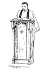 Priest behind lectern