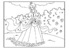 Coloring pages princess in garden