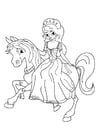 Coloring pages princess on horseback