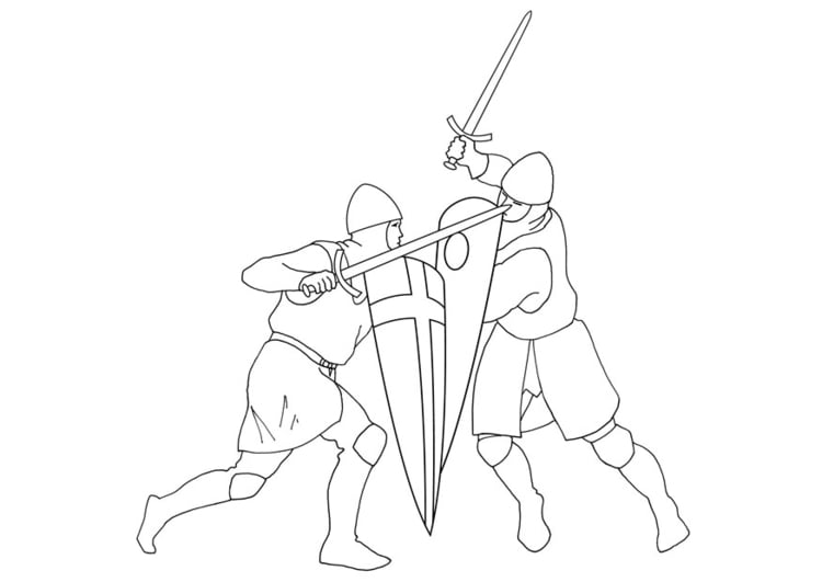 Coloring page sword fighting - img 9482.