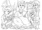 Coloring pages thanksgiving meal with family