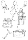 Coloring page birthday attributes