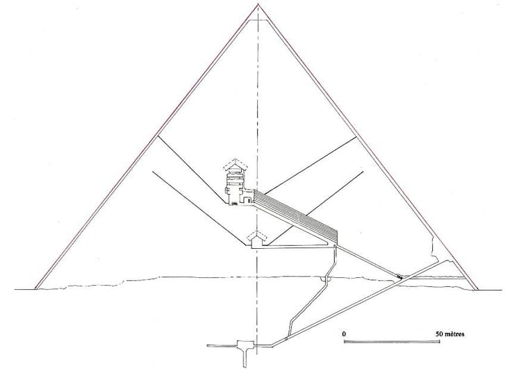 Coloring page cross section of Cheops Piramid in Giza