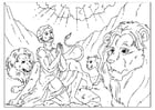 Coloring page Daniel in the lions' den