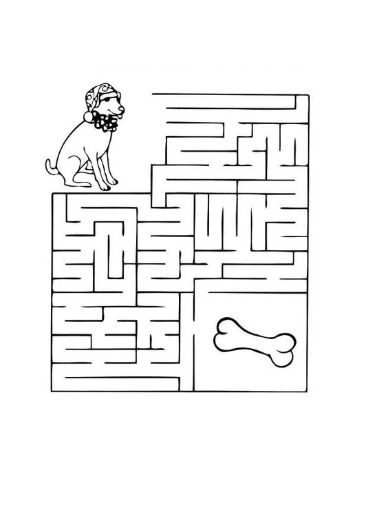 Maze with dog and kennel coloring page Royalty Free Vector
