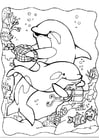 Coloring page dolphins 2