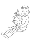 Coloring pages father and child