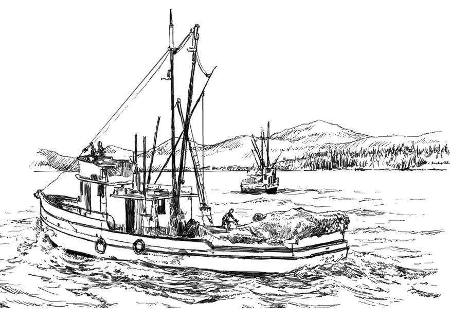 Printable Fishing Boat Coloring Pages canvas titmouse