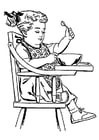 Coloring page girl in high-backed chair