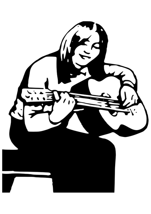 girl playing guitar coloring pages