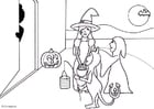 Coloring page halloween trick or treat