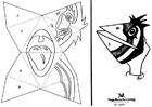 Coloring pages handmask bird without text