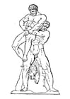 Coloring page Heracles and Antaeos