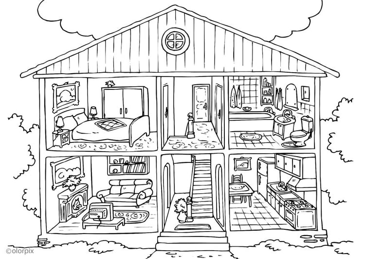 Coloring Page house interior free printable coloring pages Img 25995