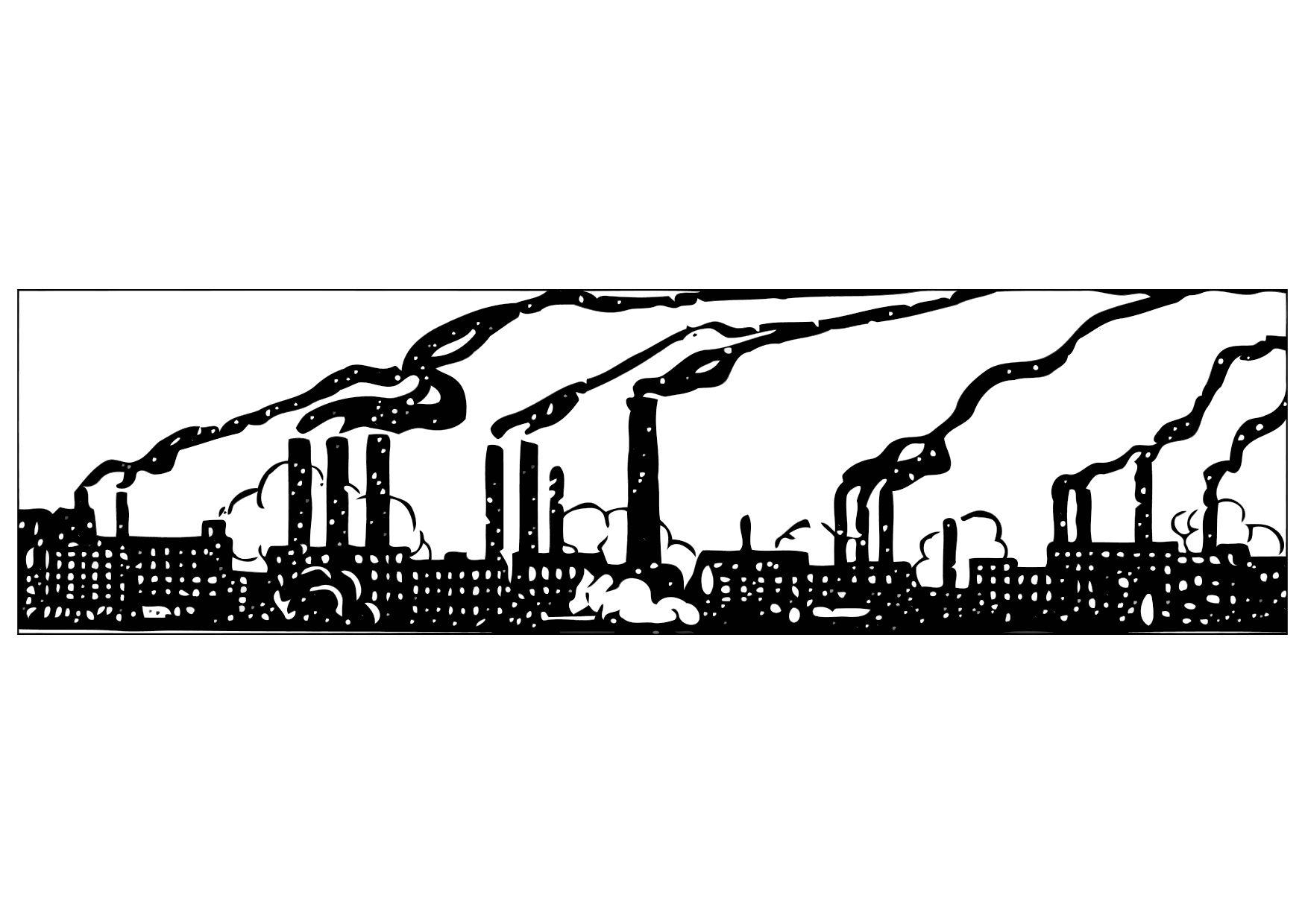 Industrial pollution big city panorama sketch. Hand drawn vector stock line  illustration. Building landscape. Stock Vector by ©ilyakalinin 184564758