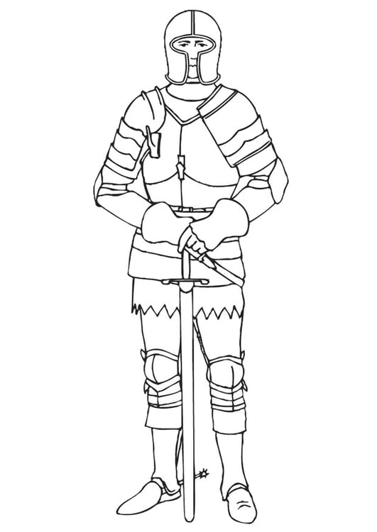 Coloring Page knight in armor - free printable coloring pages - Img 9442