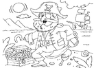 Coloring pages pirate with treasure chest