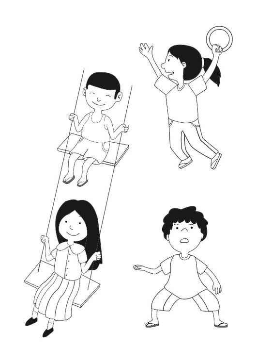 Coloring Page playing children - free printable coloring pages - Img 29659