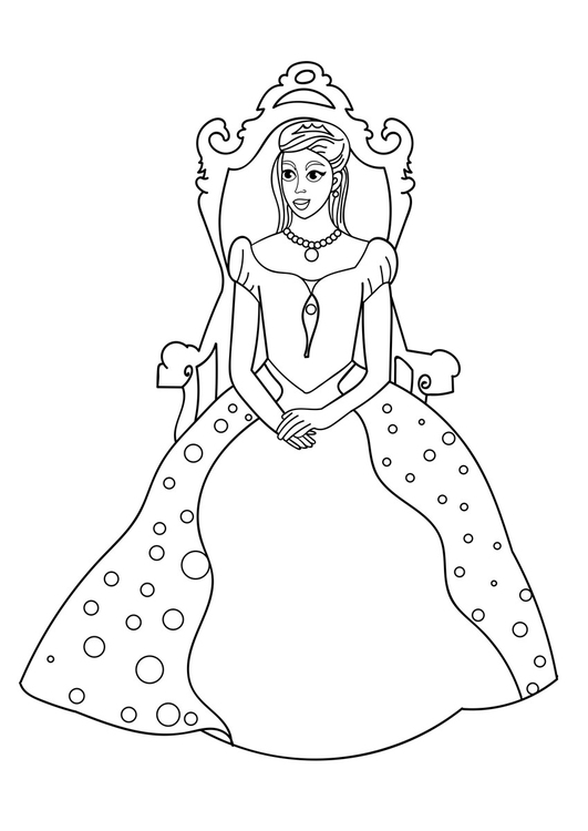 Coloring Page princess on throne - free printable coloring pages - Img ...