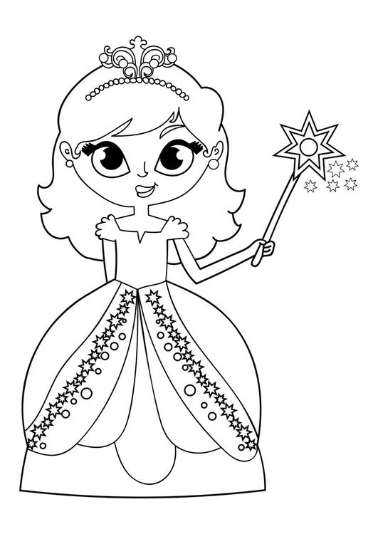 Coloring Page princess with wand - free printable coloring pages - Img ...