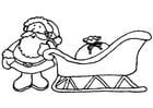 Coloring page Santa Claus with sleigh