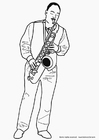 Coloring pages saxophonist