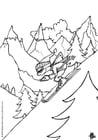 Coloring page skiing