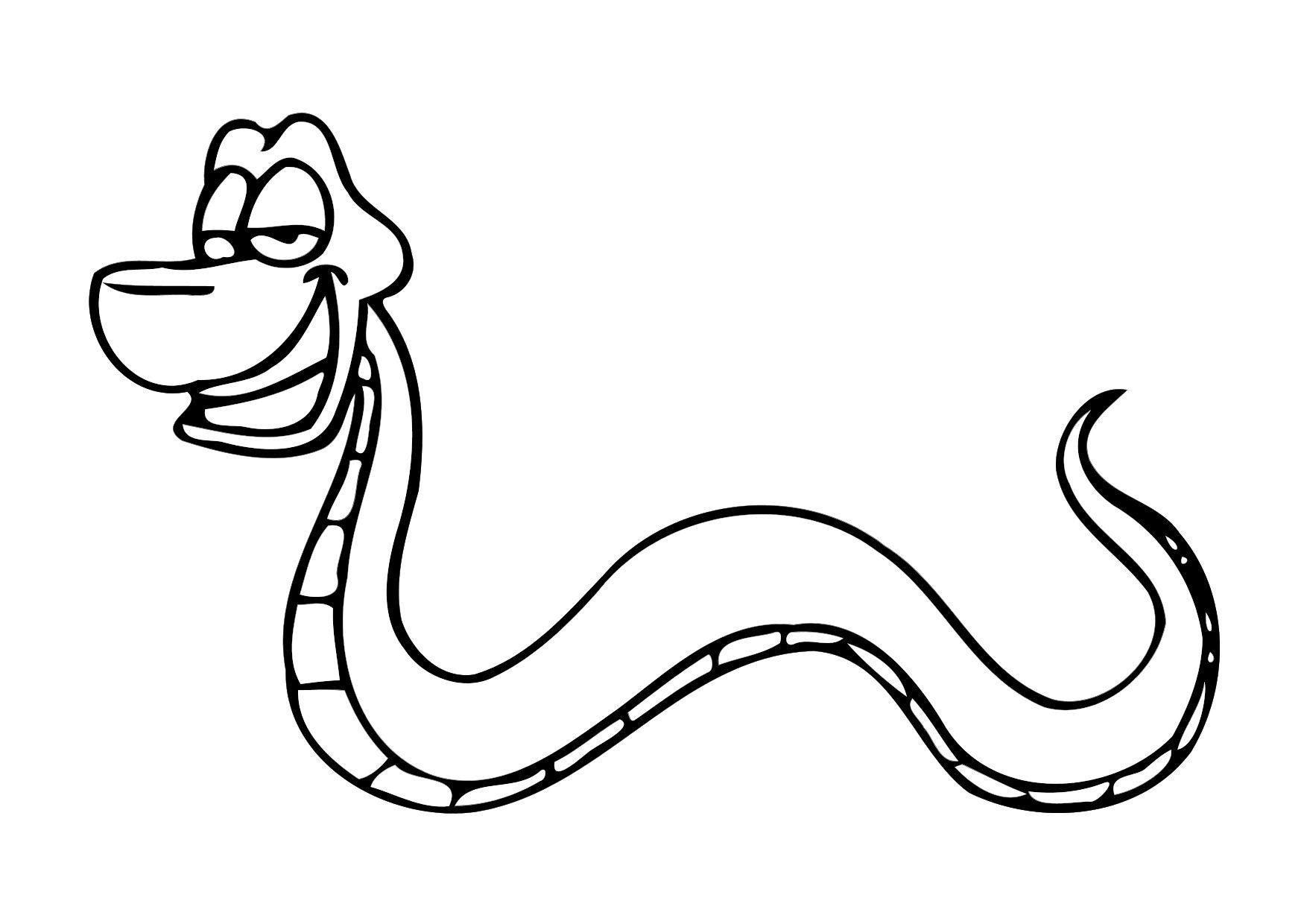 snake cartoon black and white