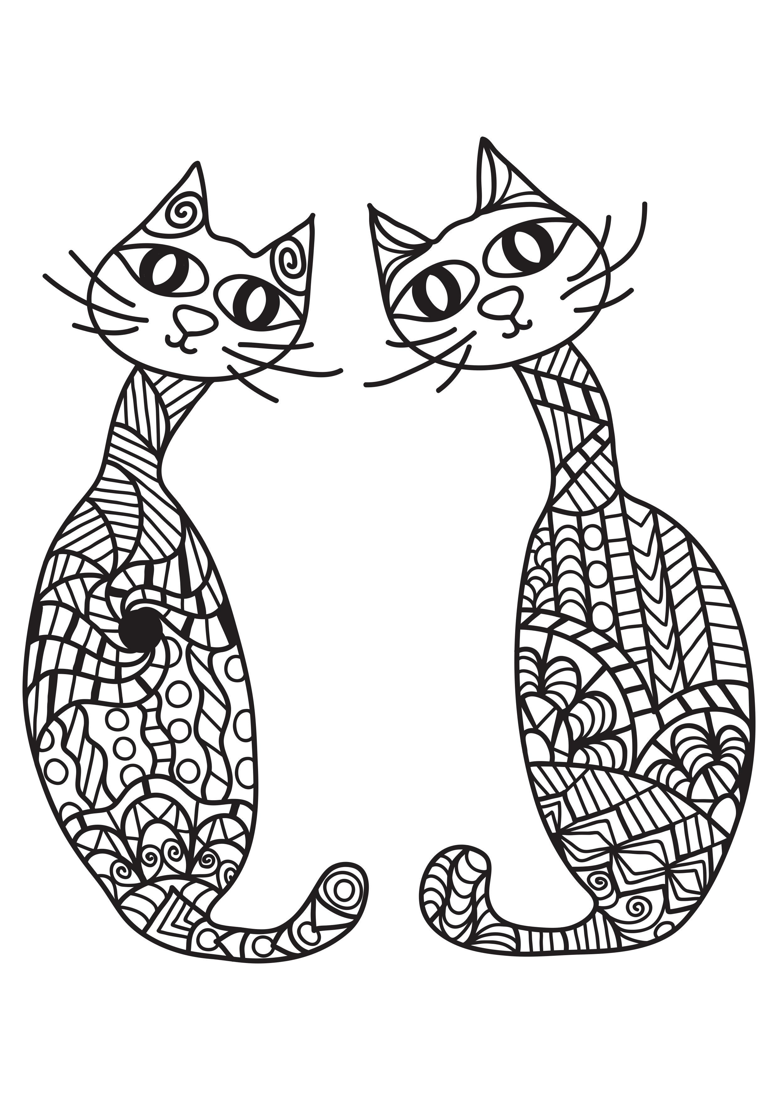 Coloring page 2 cats