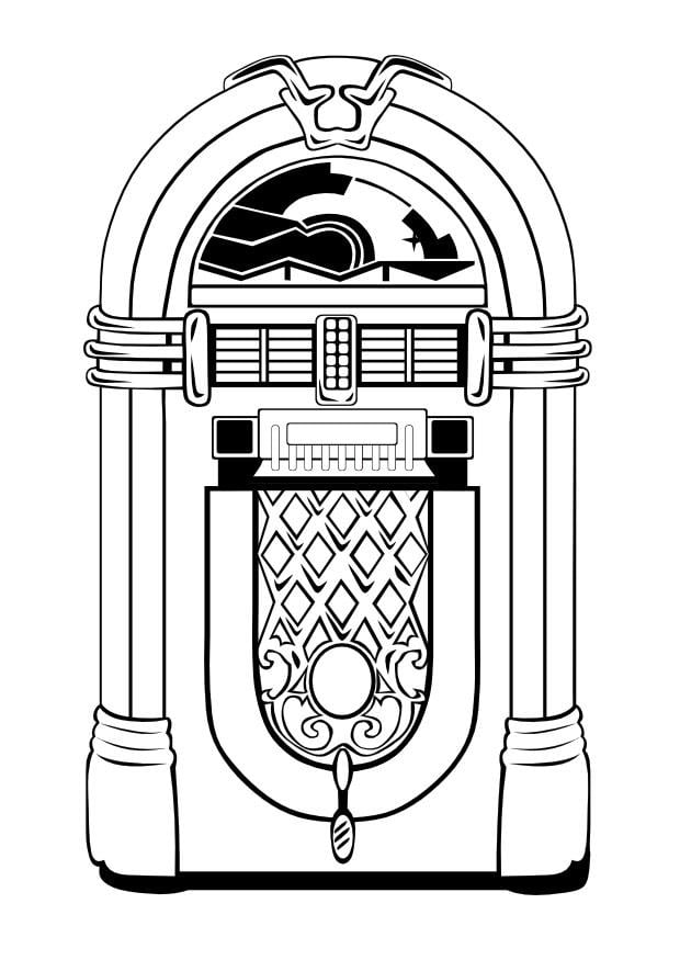 Coloring page 50s juke box