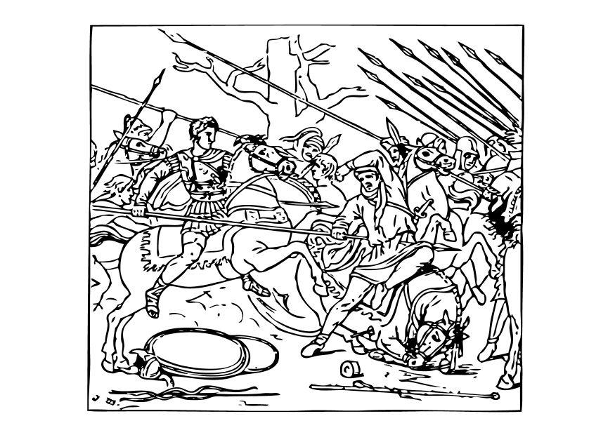 Coloring page alexander defeats the persians