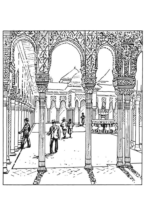 Coloring page alhambra, spain