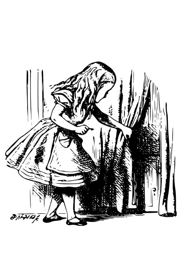 Coloring page alice in wonderland - alice with key