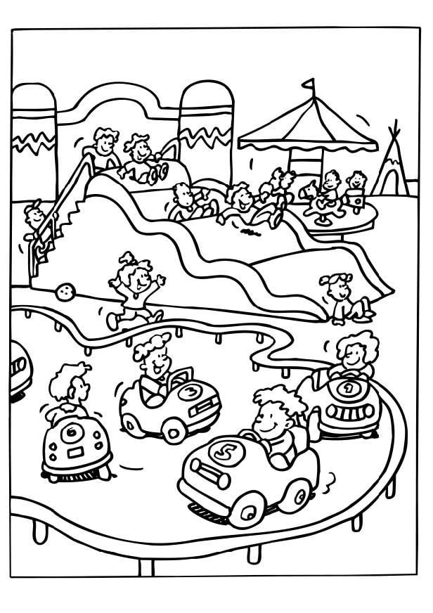 Coloring page amusement park