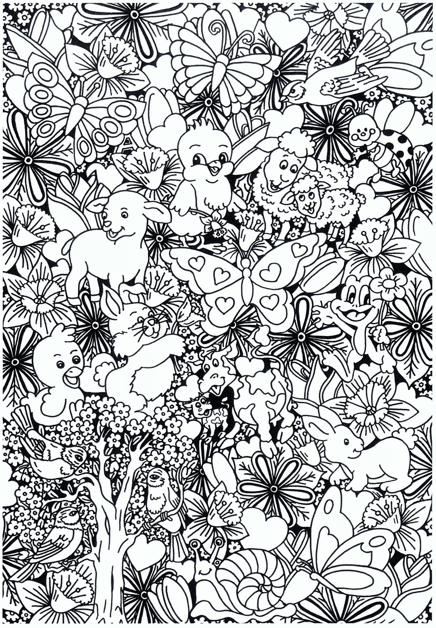 Coloring page animals in the forest