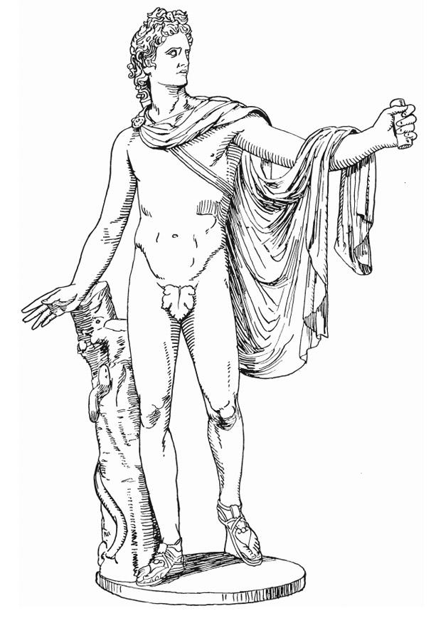 Coloring page apollo, greek god