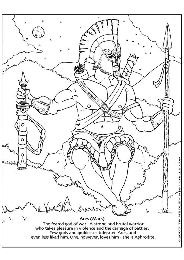 Coloring page ares, mars