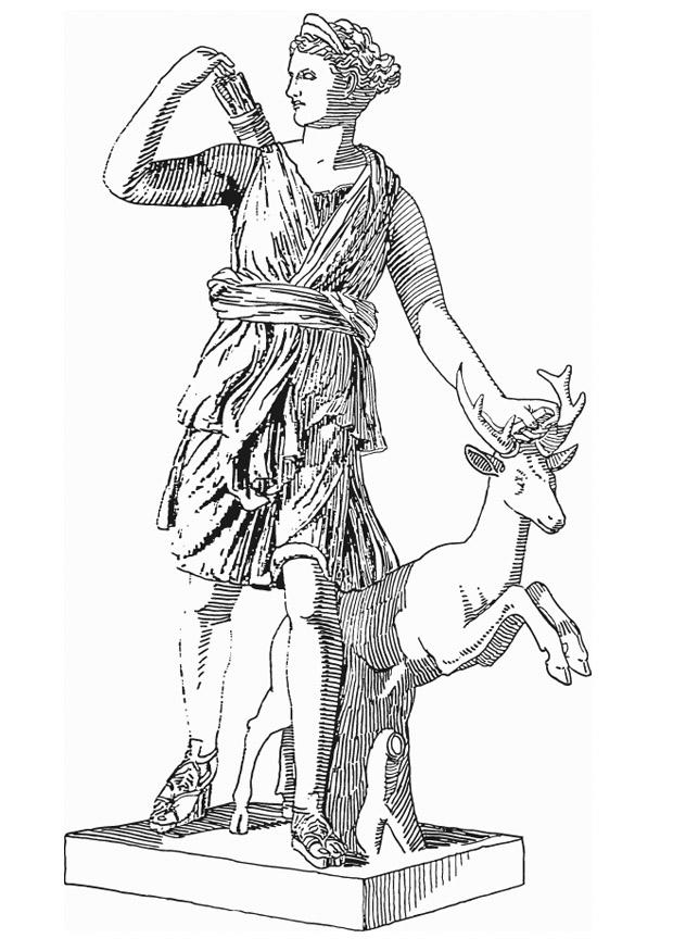 Coloring page artemis, godess of greek mythology