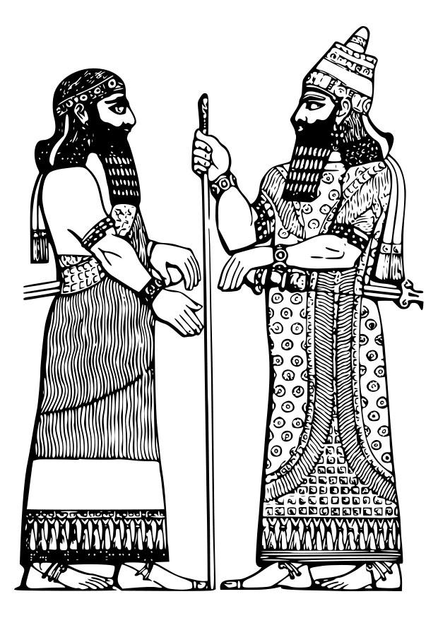 Coloring page assyrian king