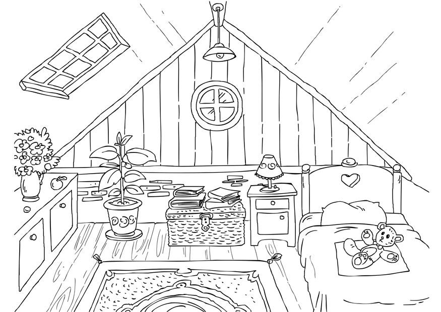 Coloring page attic